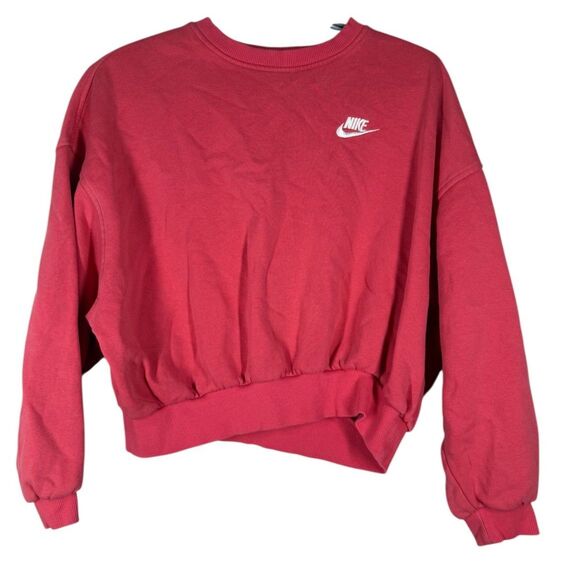 Nike Pink Cropped Sweatshirt Womens Sz L Gym Cozy Workout Athleisure Athletic - Picture 1 of 8